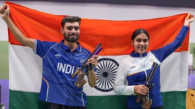 India's Suruchi Singh and Kamaljeet won the gold medal in the 10m air pistol mixed team event at the 2026 Asian Games in Aichi-Nagoya.