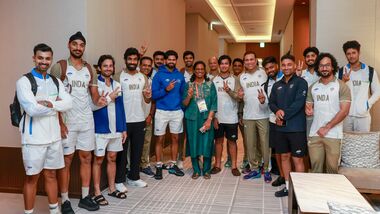 A file image of the India men's cricket team meeting up with Indian Olympic Association (IOA) president PT Usha before the 2026 Asian Games.