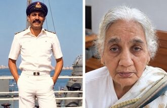 Pramodini Tiwary(left), 88 and her son former Navy Commander Purnendu(Right)