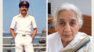 Pramodini Tiwary(left), 88 and her son former Navy Commander Purnendu(Right)
