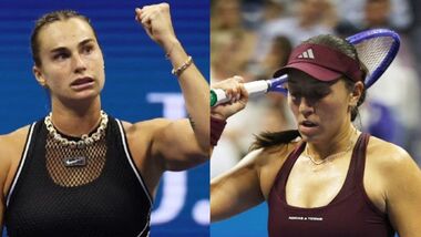 Defending champion Aryna Sabalenka (left) clinched a straight-sets victory over Jessica Pegula (right) to keep her hopes of winning a third straight US Open title alive.