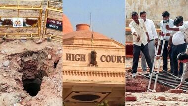 Saharanpur mosque demolition: Archaeological Survey of India (ASI) officials inspect the structural openings of an ancient brick-lined well that was discovered (6th Sep) during the demolition drive of a mosque at the Collectorate complex, in Saharanpur on Monday.