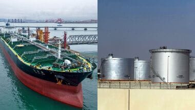A general view shows tanks at the Saudi Aramco oil facility in Dammam city. An Oil tanker named Yu fu Zuo unload imported crude oil at the crude oil terminal of in Qingdao port, in China.