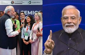Prime Minister Narendra Modi interacts with participants on the inauguration day of SEMICON India 2026.
