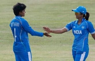 Shree Charani (left) continued her stellar form with another four-wicket haul, this time in India's Asian Games 2026 quarterfinal against Japan.