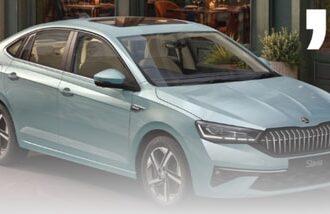 Skoda Slavia facelift exterior launch images.