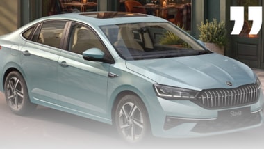 Skoda Slavia facelift exterior launch images.