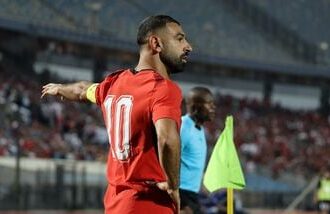 Egypt's Mohamed Salah gestures during a match.
