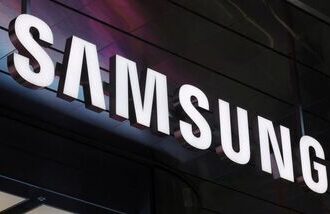 The logo of Samsung Electronics is seen at the company's store.