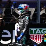 Mercedes driver Andrea Kimi Antonelli of Italy celebrates after winning the Spanish Formula One Grand Prix race in Madrid.