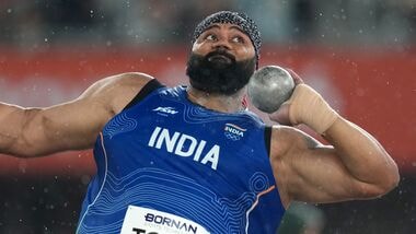 India's Tajinderpal Singh Toor competes in the men's shot put final at the Asian Games 2026 in Nagoya.