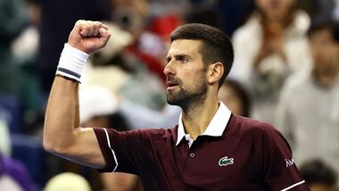 Serbia's Novak Djokovic celebrates after winning his round of 32 match against Portugal's Nuno Borges.