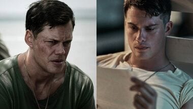 Bill Skarsgard and Nicholas Galitzine in stills from The Mosquito Bowl.