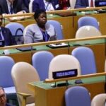 TOPSHOT - The Palestinian delegation section sits empty as Israel's Prime Minister Benjamin Netanyahu speaks during the 81st United Nations General Assembly at the United Nations Headquarters in New York, on September 24, 2026. (Photo by Leonardo MUNOZ / AFP)