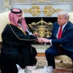 US President Donald Trump, right, and Mohammed bin Salman, Saudi Arabia's crown prince.