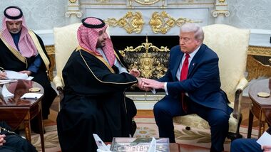 US President Donald Trump, right, and Mohammed bin Salman, Saudi Arabia's crown prince.