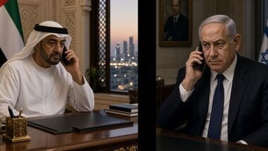 UAE President Mohamed bin Zayed Al Nahyan reportedly called Israeli PM Benjamin Netanyahu from the presidential palace in Abu Dhabi about a week and a half before October 7. The reported 45-minute conversation allegedly included a warning that Hamas leader Yahya Sinwar was preparing a major operation that could destabilise the region. (AI Image)