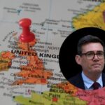 The map of the United Kingdom. (Inset: UK PM Andy Burnham)