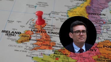 The map of the United Kingdom. (Inset: UK PM Andy Burnham)