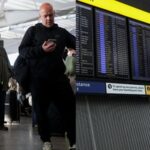 Passengers wait for news on their flights at Heathrow Airport's Terminal 5 in London on Tuesday