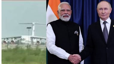 3 Russian planes arrive at Noida airport ahead of Putin-Modi meet, BRICS Summit (Images: L- ANI, R- Reuters)