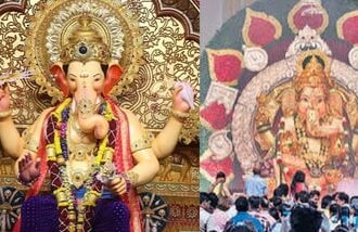 Mumbai’s GSB Seva Mandal takes  ₹703 cr insurance as Bappa dazzles in 66 kg gold (Images: @lalbaughcharaja/X, HT)