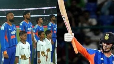 Vande Mataram played before national anthem in first at IND vs AFG T20I (Images: L - Screengrab - Fancode, R- HT)