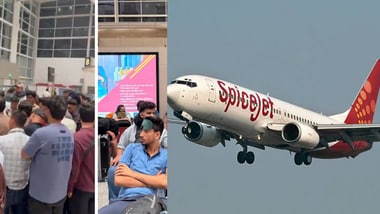 SpiceJet flights delayed at Delhi Airport; flyers stranded: What airline said (Images: L - @X/DelhiAirport, R - Bloomberg)
