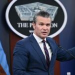 US Defense Secretary Pete Hegseth speaks during a press conference on US military action in Iran, at the Pentagon in Washington, DC, on March 2, 2026. (AFP)