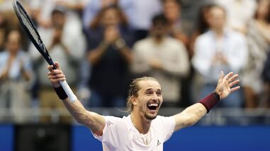 Alexander Zverev, of Germany, celebrates after he won the men's singles final of the U. Open tennis championships against Ben Shelton, of the United States.