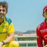 Australia's Mitchell Marsh (L) and Zimbabwe captain Sikander Raza ahead of the ODI series.