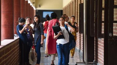 Students at Delhi University's Miranda House College. (Photo by Saumya Khandelwal/ Hindustan Times)