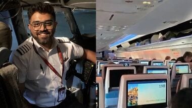 A picture of Captain Smit Machchhar (L) and a screengrab of the FlyDubai flight (R).