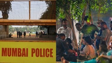 Images from Shivaji Park, featuring a police barricade (L) and CJP volunteers (R).