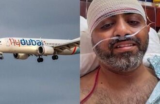 Images of a FlyDubai flight (L) and Indian captain Smit Machchhar (R).