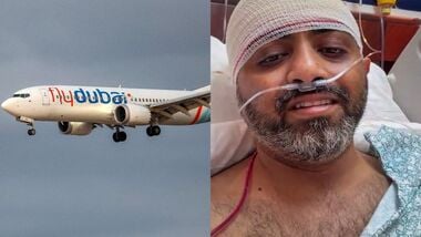 Images of a FlyDubai flight (L) and Indian captain Smit Machchhar (R).