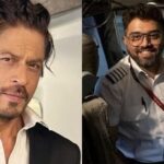 Images of Shah Rukh Khan (L) and FlyDubai Captain Smit Machchhar (R).