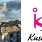 Thick plume of smoke rising in Kyiv, Ukraine (L) and Kusum Group logo (R). Images are for representative purposes only.