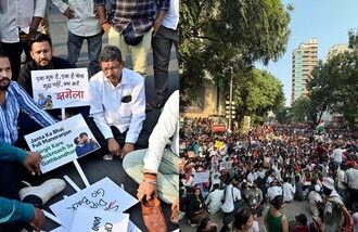 Gen Next Mumbai protest (L) vs CJP protest at Shivaji Park (R).