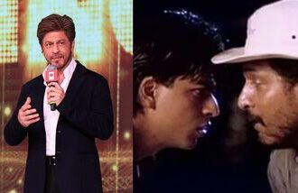 Image of Shah Rukh Khan (L) and a scene from Raju Ban Gaya Gentleman (R).