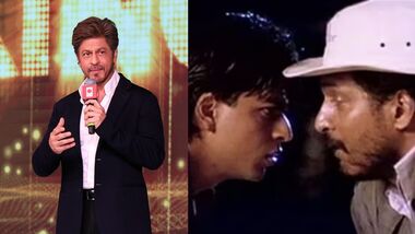 Image of Shah Rukh Khan (L) and a scene from Raju Ban Gaya Gentleman (R).