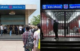 Images of Delhi metro stations.