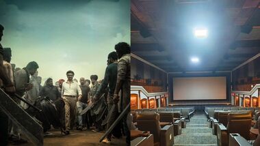 Pictures of Jailer 2 poster (L) and Mahalakshmi Theatre 4K Atmos (R).