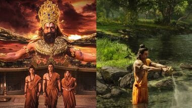 Ramayana Part 1 posters, featuring Ranbir Kapoor as Lord Rama, Sai Pallavi as Sita, Ravie Dubey as Lakshman and Yash as Ravana.