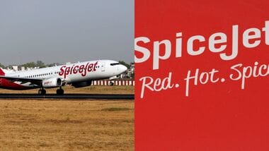 Images of SpiceJet flight (L) and company logo (R)