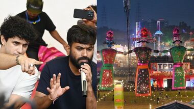 Images of CJP spokesperson Saurav Das and founder Abhijeet Dipke (L) and a Ramlila event in Delhi (R). All images are for representative purposes only.