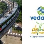 Images of Delhi Metro train (L) and a logo of Vedanta Delhi Half Marathon (R).