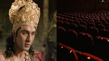 Pictures of Ranbir Kapoor in Ramayana (L) and a cinema theatre (R). Images are for representative purposes only.