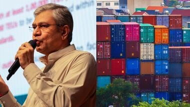 Union Minister Ashwini Vaishnaw at a press conference on the Container Manufacturing Promotion Scheme (CMPS) in New Delhi on Wednesday,