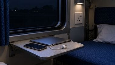 Railway board changes phone charging time in train | AI-generated image for representational purposes only
